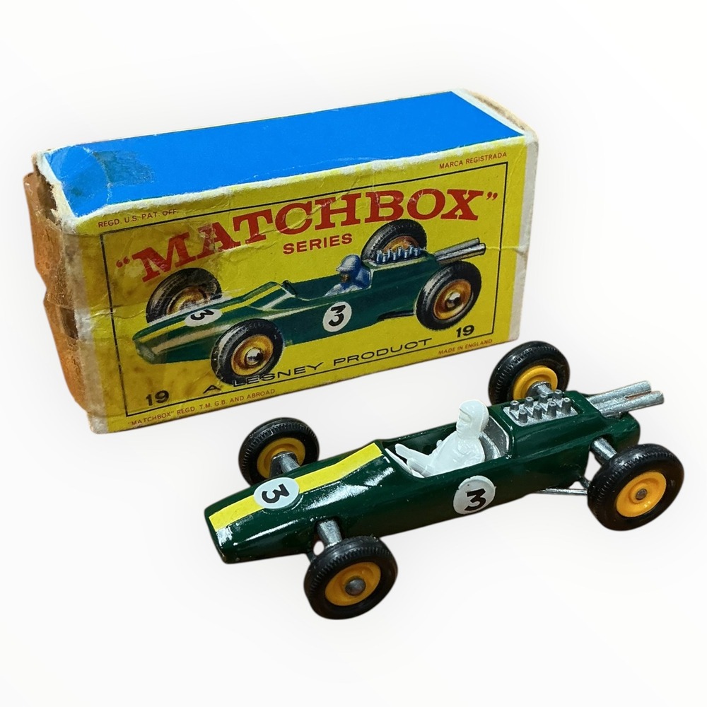 Matchbox‎ Lesney No 19 Lotus Formula 1 Racer Green Diecast Original Box